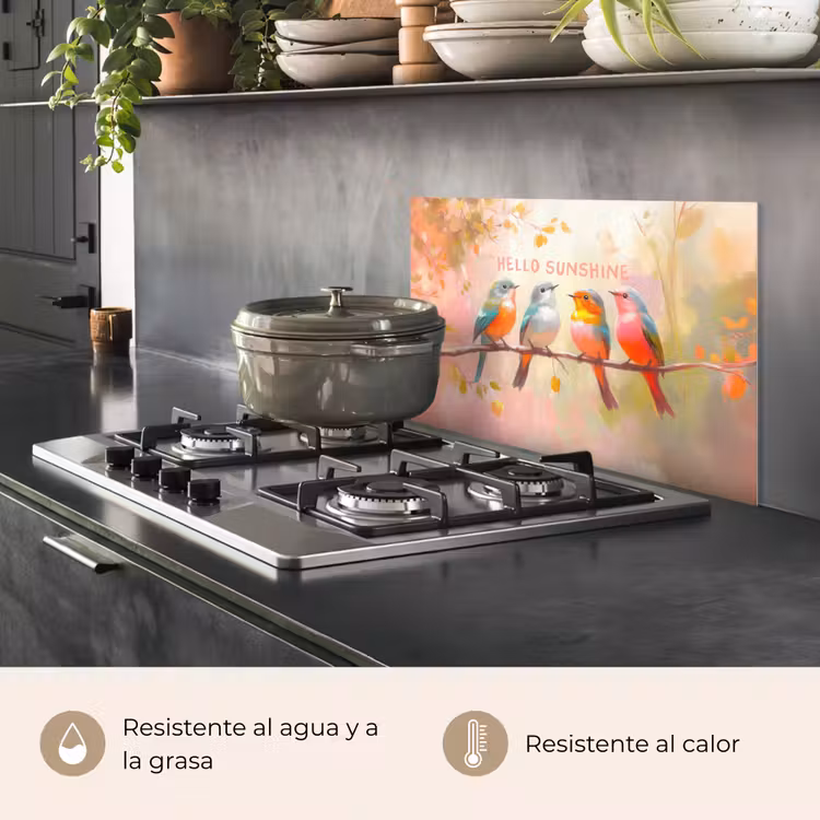 Salpicaderos de cocina - Pájaros - Rama - Cita - Rosa — 2