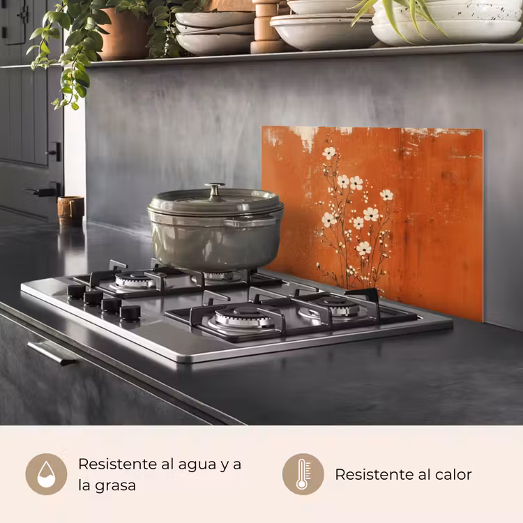 Salpicaderos de cocina - Flores - Blanco - Sutil - Color óxido — 2