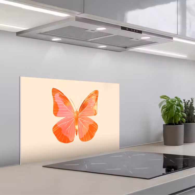 Salpicaderos de cocina - Mariposa - Minimalista - Rosa — 1