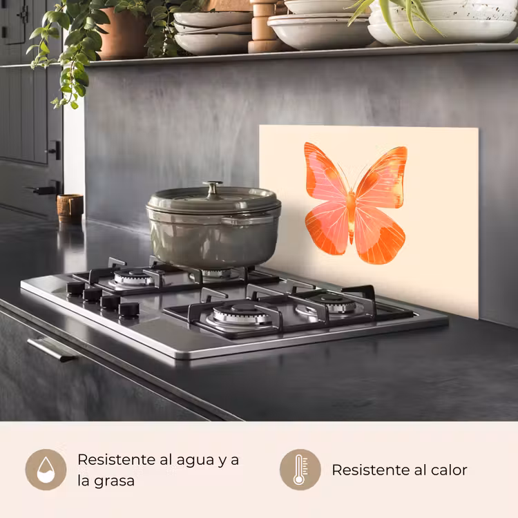 Salpicaderos de cocina - Mariposa - Minimalista - Rosa — 2