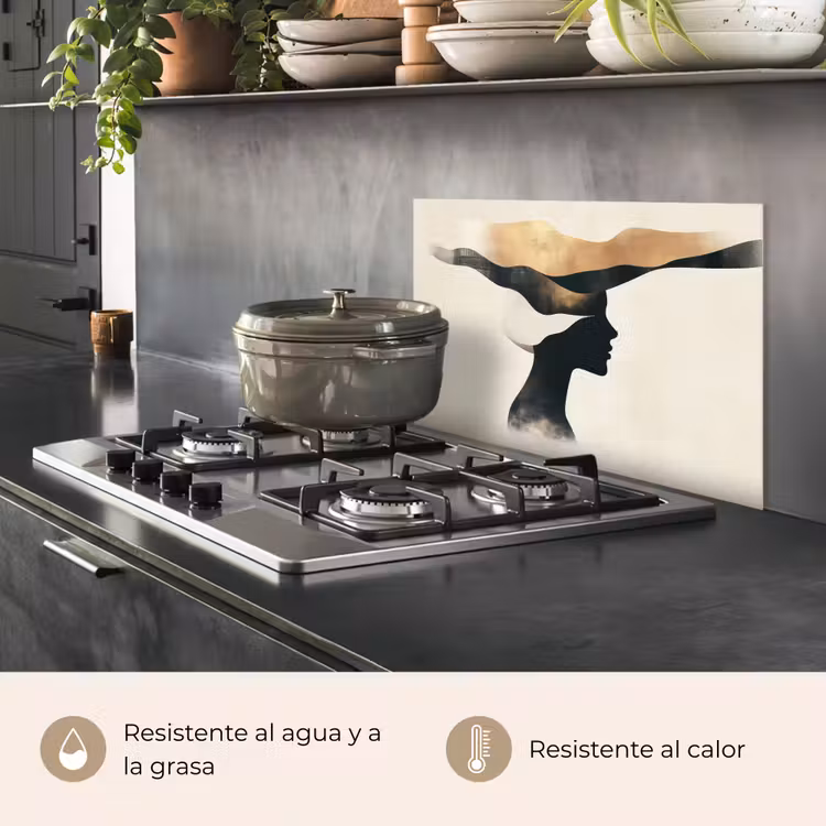 Salpicaderos de cocina - Mujer - Olas - Negro — 2