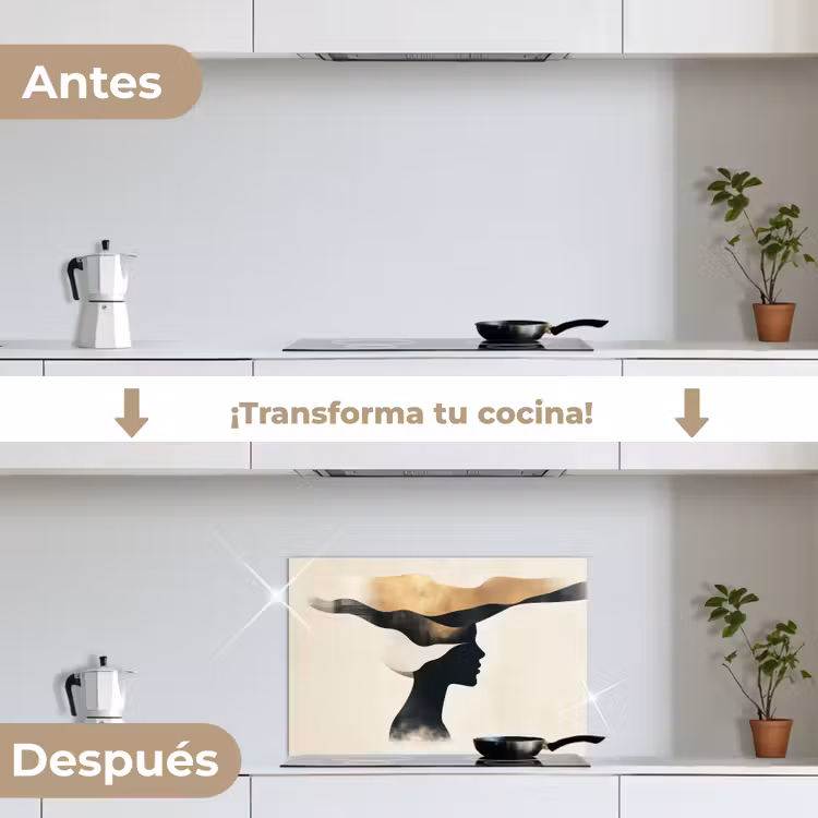 Salpicaderos de cocina - Mujer - Olas - Negro — 7