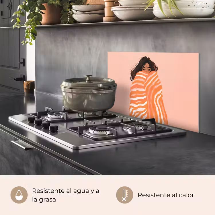 Salpicaderos de cocina - Niña - Manta - Rayas - Naranja — 2