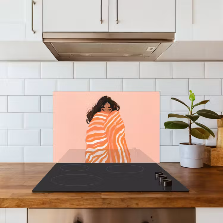 Salpicaderos de cocina - Niña - Manta - Rayas - Naranja — 3