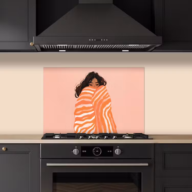 Salpicaderos de cocina - Niña - Manta - Rayas - Naranja — 5