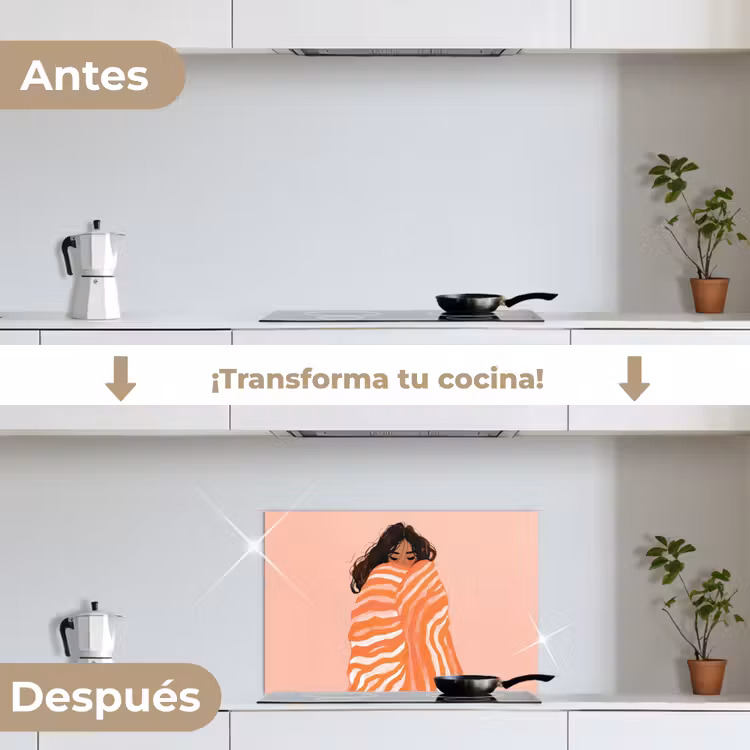 Salpicaderos de cocina - Niña - Manta - Rayas - Naranja — 7
