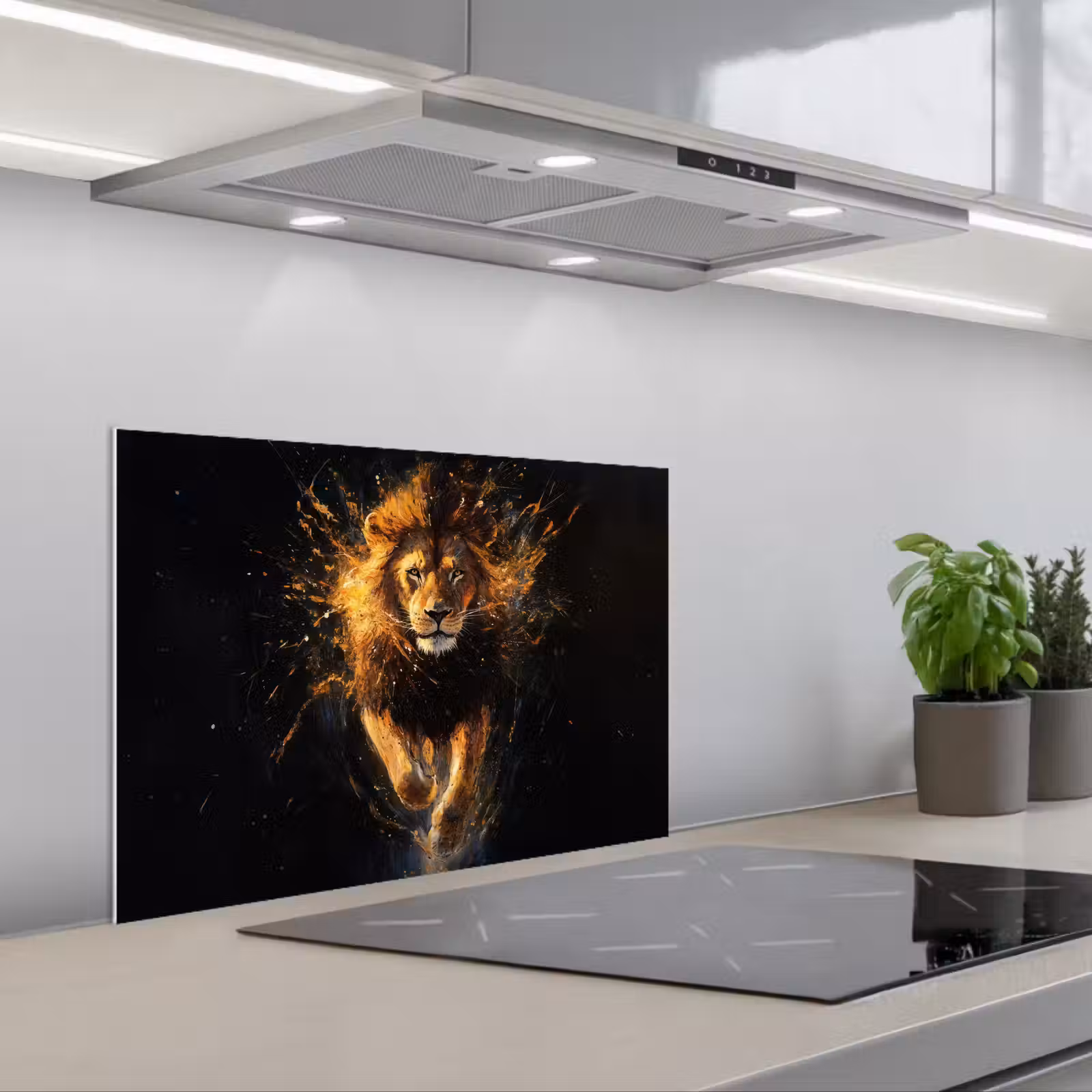 Salpicaderos de cocina - León - Negro - Naranja - Pintura — 1