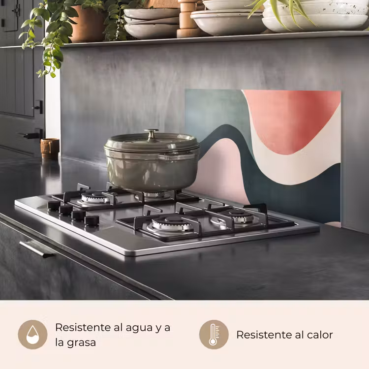 Salpicaderos de cocina - Abstracto - Ondas - Elegante - Rosa — 2