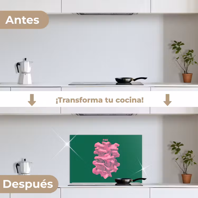 Salpicaderos de cocina - Abstracto - Rosa - Líneas - Verde — 7
