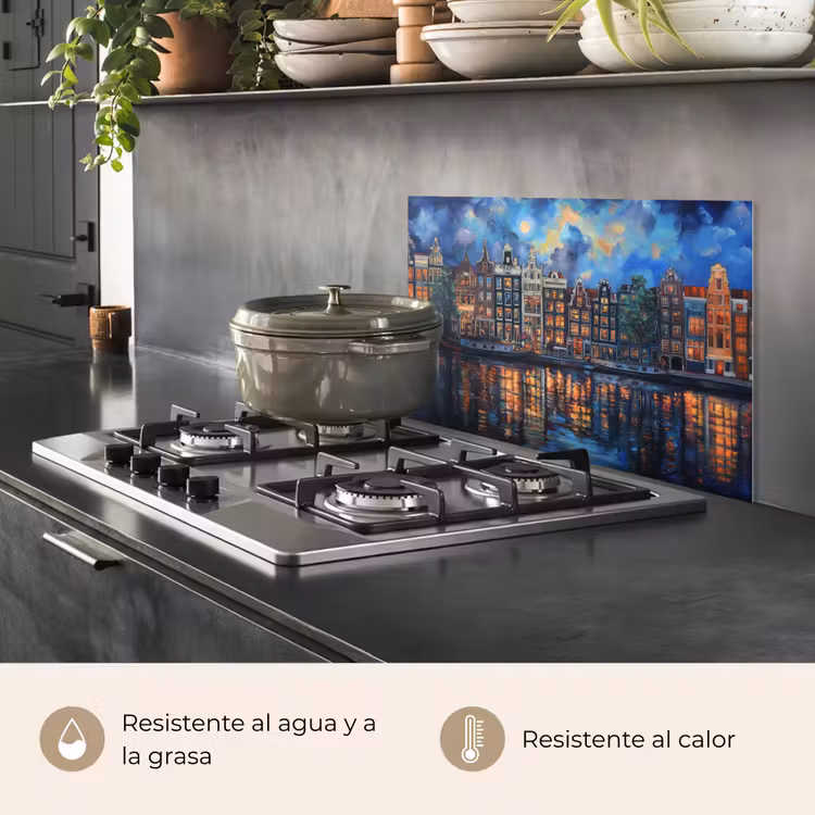 Salpicaderos de cocina - Canals Amsterdam - Casas - Ciudad - Colorido — 2