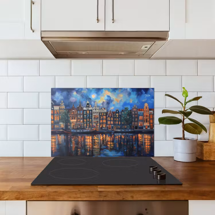 Salpicaderos de cocina - Canals Amsterdam - Casas - Ciudad - Colorido — 3