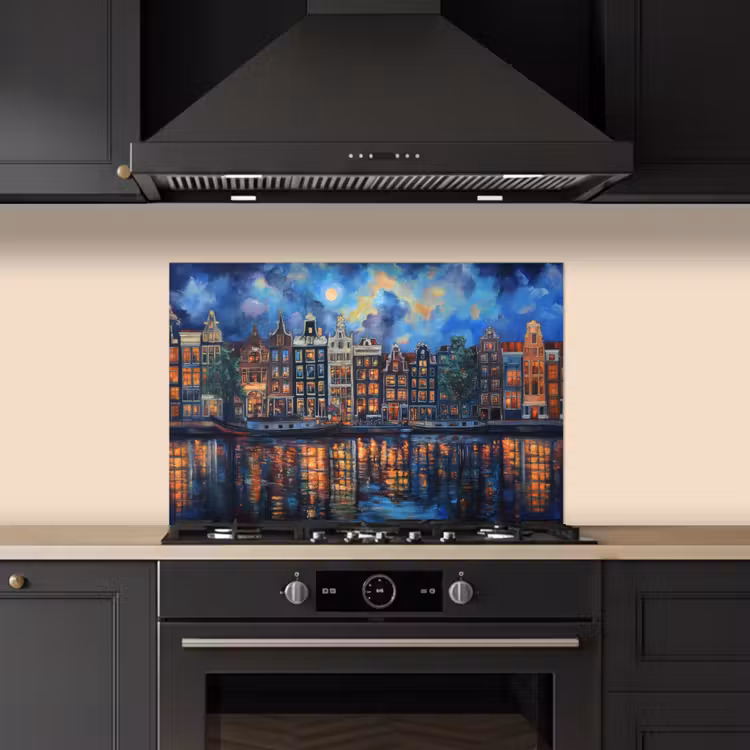 Salpicaderos de cocina - Canals Amsterdam - Casas - Ciudad - Colorido — 5
