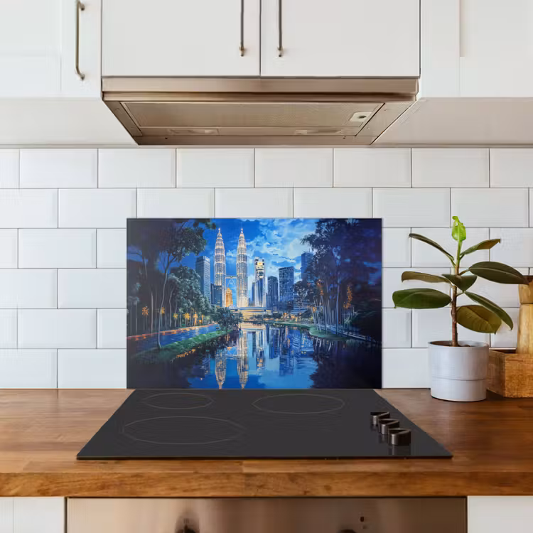 Salpicaderos de cocina - Ciudad de Kuala Lumpur - Skyline - Rascacielos - Agua — 3