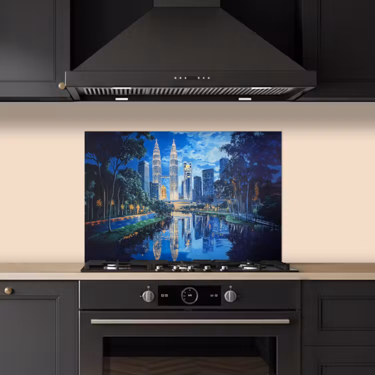 Salpicaderos de cocina - Ciudad de Kuala Lumpur - Skyline - Rascacielos - Agua — 5