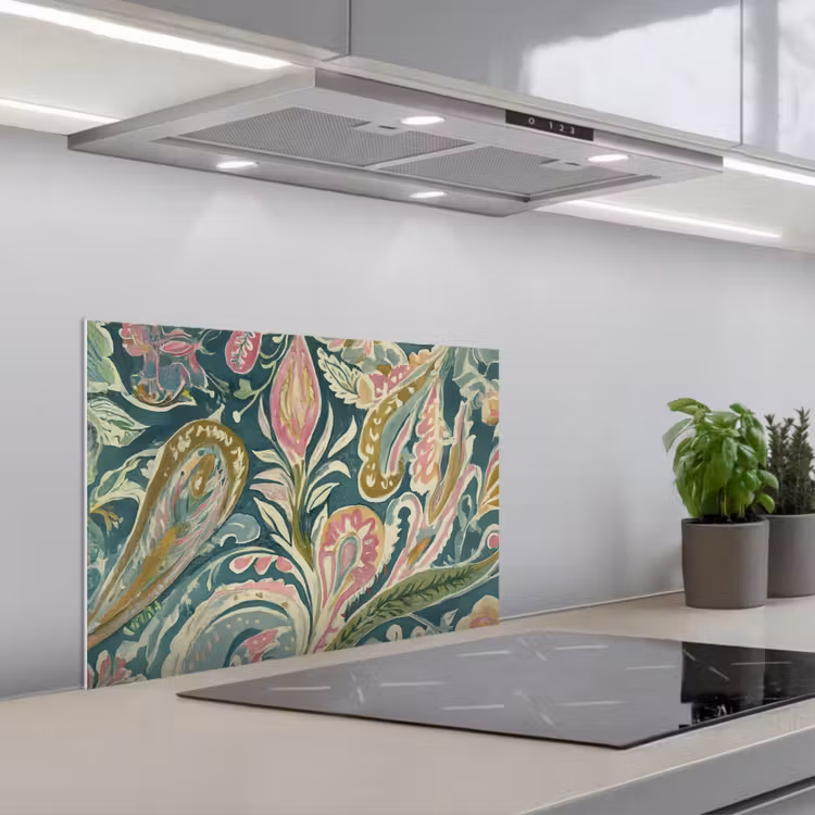 Salpicaderos de cocina - Estampado - Colorido - Adornado - Verde — 1