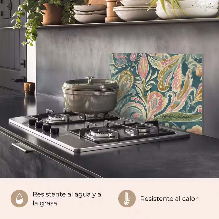 Salpicaderos de cocina - Estampado - Colorido - Adornado - Verde — 2