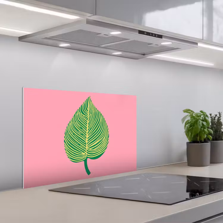Salpicaderos de cocina - Ilustración - Hoja - Minimalista - Verde — 1
