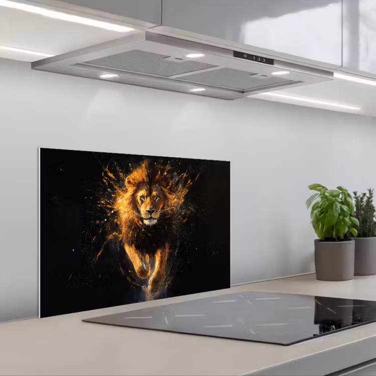 Salpicaderos de cocina - León - Negro - Naranja - Pintura — 1