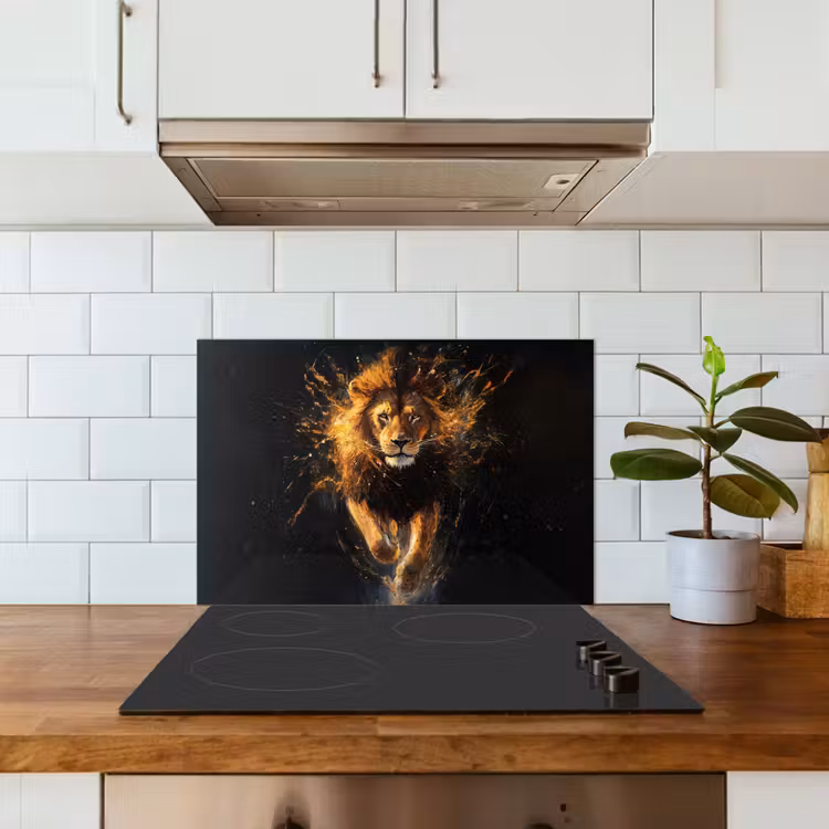 Salpicaderos de cocina - León - Negro - Naranja - Pintura — 3
