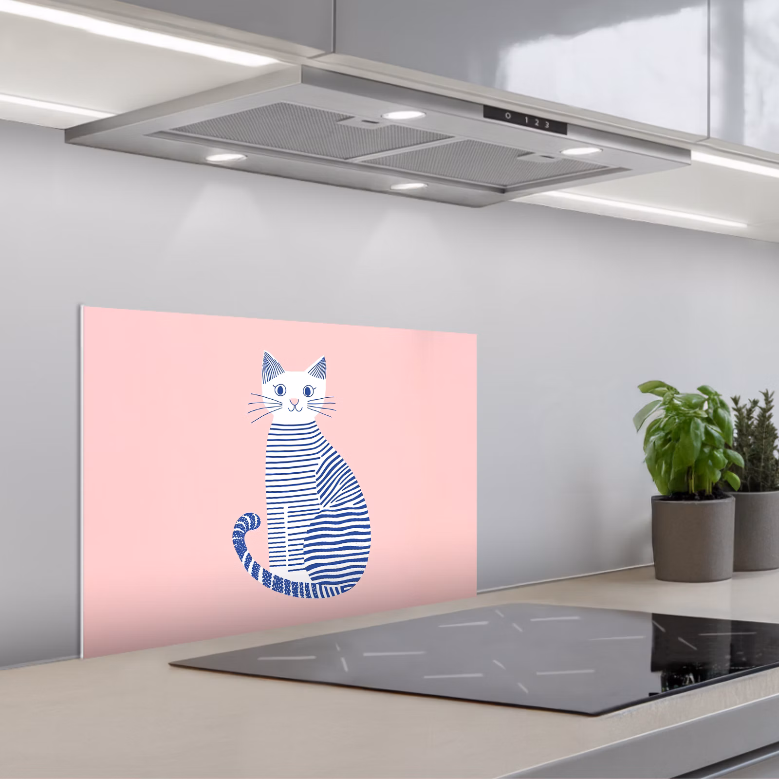 Salpicaderos de cocina - Gato - Ilustración - Minimalista - Rosa — 1