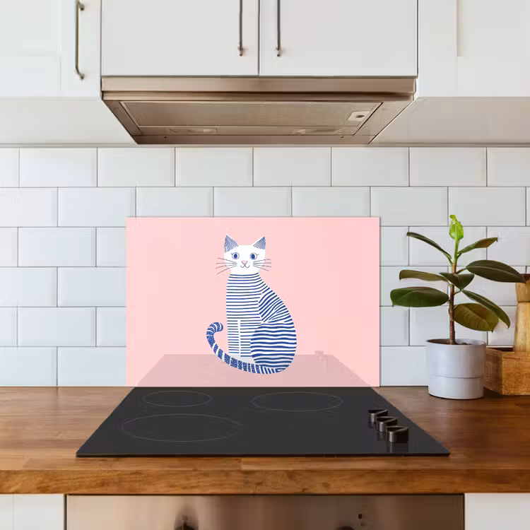 Salpicaderos de cocina - Gato - Ilustración - Minimalista - Rosa — 3