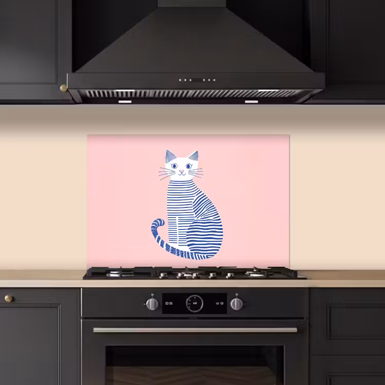 Salpicaderos de cocina - Gato - Ilustración - Minimalista - Rosa — 5