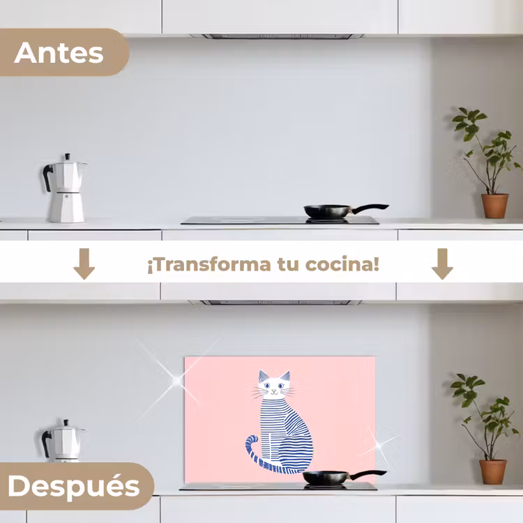 Salpicaderos de cocina - Gato - Ilustración - Minimalista - Rosa — 7