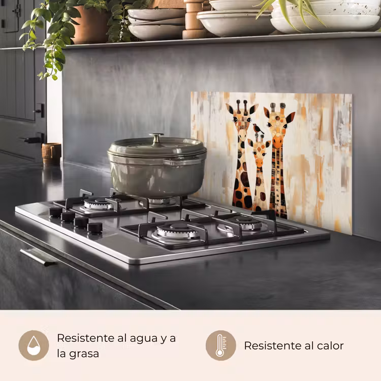 Salpicaderos de cocina - Jirafas - Dibujos animados - Crema — 2