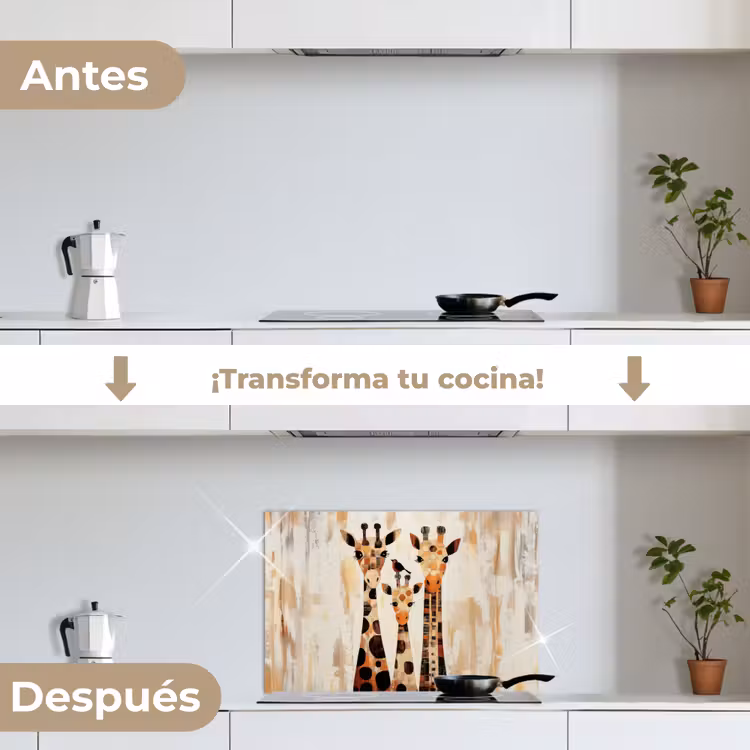 Salpicaderos de cocina - Jirafas - Dibujos animados - Crema — 7