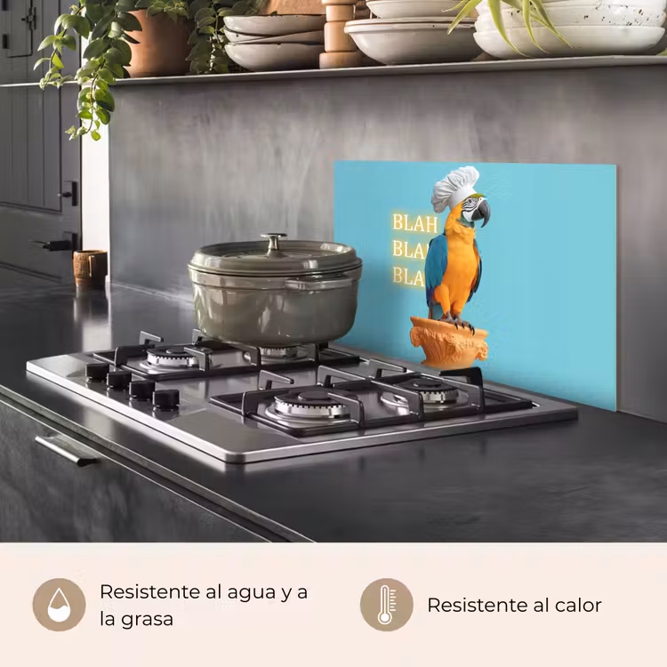 Salpicaderos de cocina - Loro - Gorro de cocinero - Cita - Neón — 2