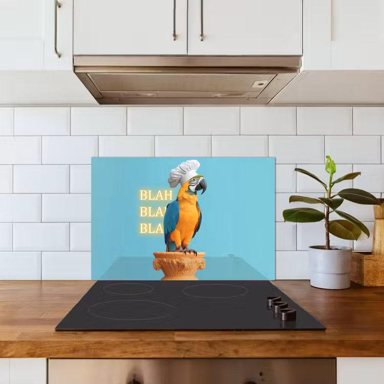 Salpicaderos de cocina - Loro - Gorro de cocinero - Cita - Neón — 3