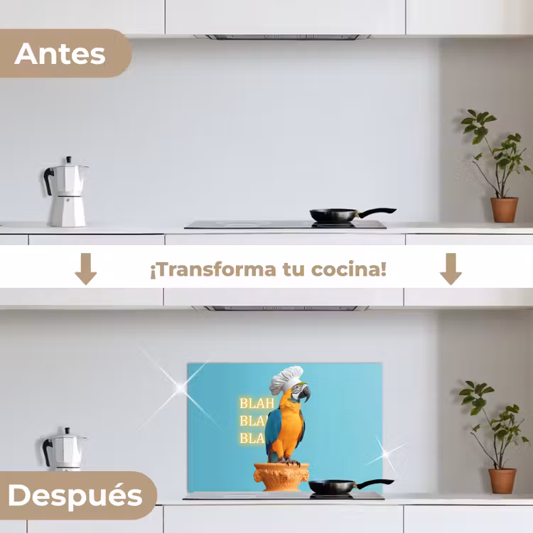 Salpicaderos de cocina - Loro - Gorro de cocinero - Cita - Neón — 7