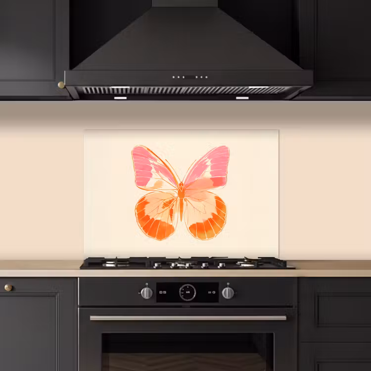 Salpicaderos de cocina - Naranja - Mariposa - Minimalista — 5
