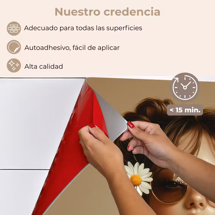 Salpicaderos de cocina - Mujer - Beige - Flor - Moderno - Retrato — 4