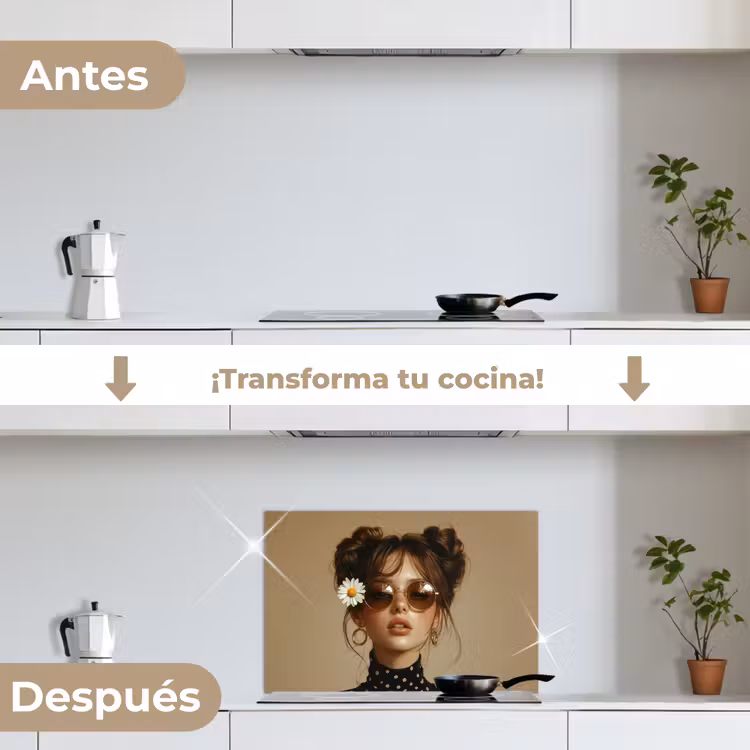Salpicaderos de cocina - Mujer - Beige - Flor - Moderno - Retrato — 7