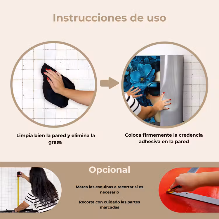 Salpicaderos de cocina - Mujer - Flores - Azul - Estética - Lujo — 6
