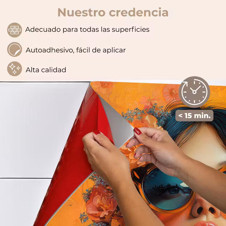 Salpicaderos de cocina - Mujer - Flores - Estética - Naranja — 4