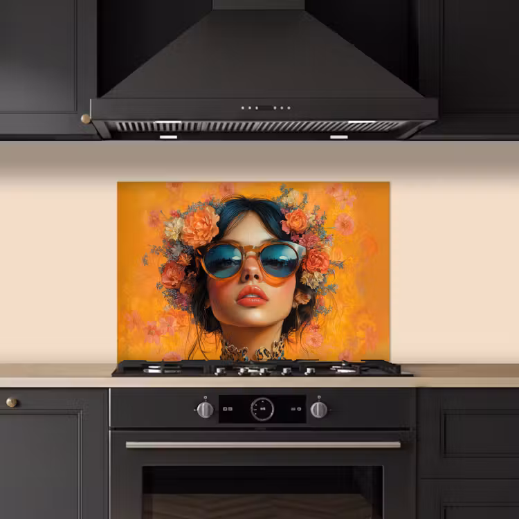 Salpicaderos de cocina - Mujer - Flores - Estética - Naranja — 5