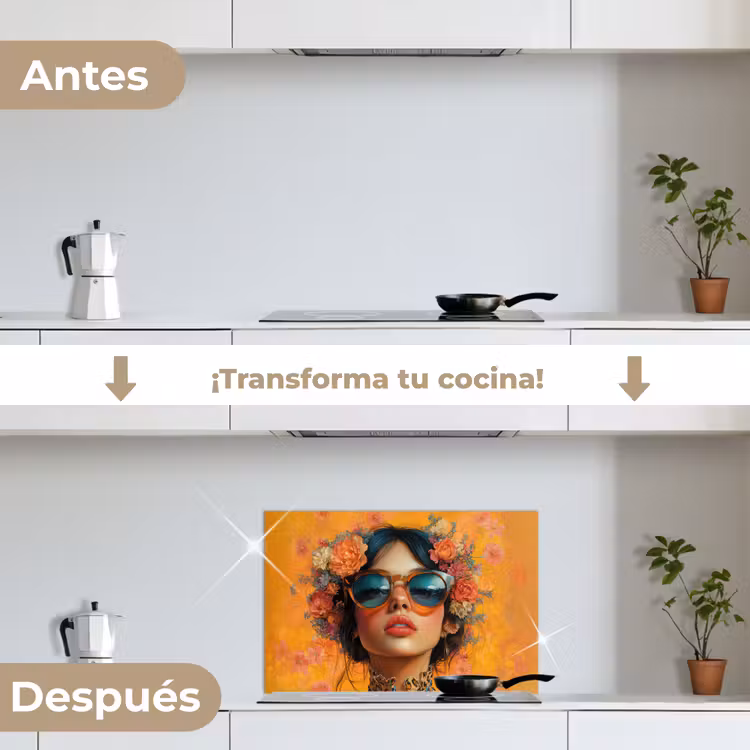 Salpicaderos de cocina - Mujer - Flores - Estética - Naranja — 7