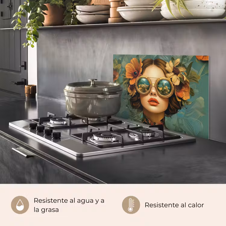 Salpicaderos de cocina - Mujer - Flores - Mariposas - Naturaleza - Vintage — 2