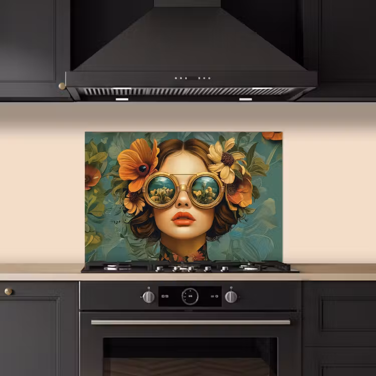 Salpicaderos de cocina - Mujer - Flores - Mariposas - Naturaleza - Vintage — 5