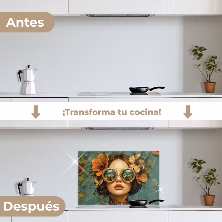 Salpicaderos de cocina - Mujer - Flores - Mariposas - Naturaleza - Vintage — 7