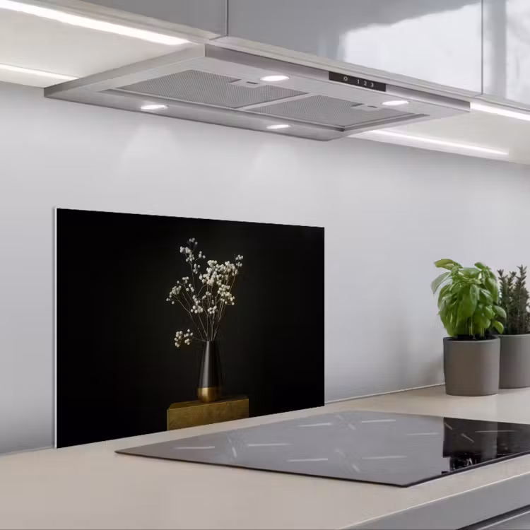 Salpicaderos de cocina - Bulbos de flores - Blanco - Jarrón - Minimalista — 1