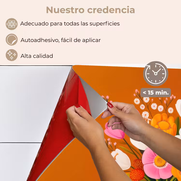 Salpicaderos de cocina - Jarrón - Flores - Naranja — 4