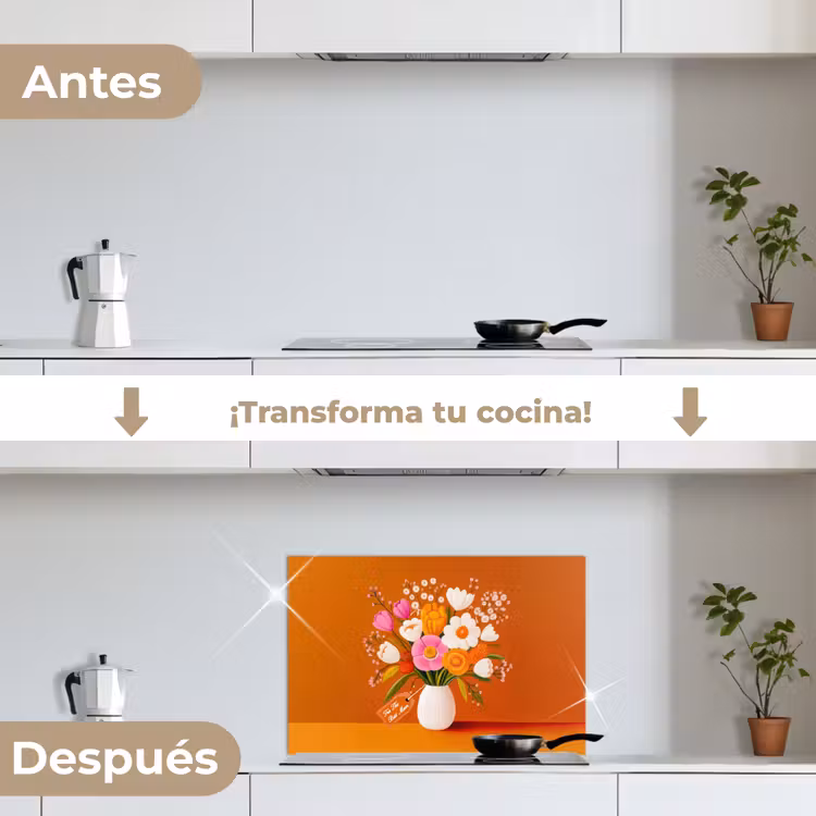 Salpicaderos de cocina - Jarrón - Flores - Naranja — 7