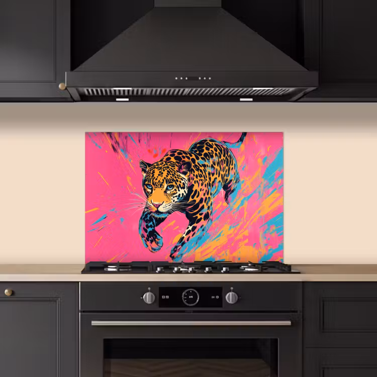 Salpicaderos de cocina - Leopardo - Rosa - Naranja - Azul - Pintura — 5