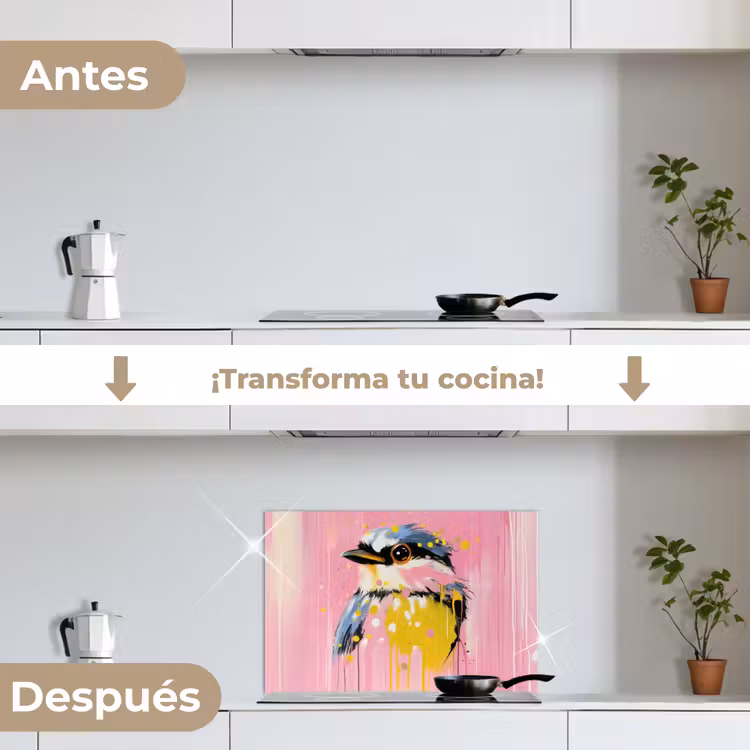 Salpicaderos de cocina - Pájaro - Rosa - Amarillo - Azul — 7