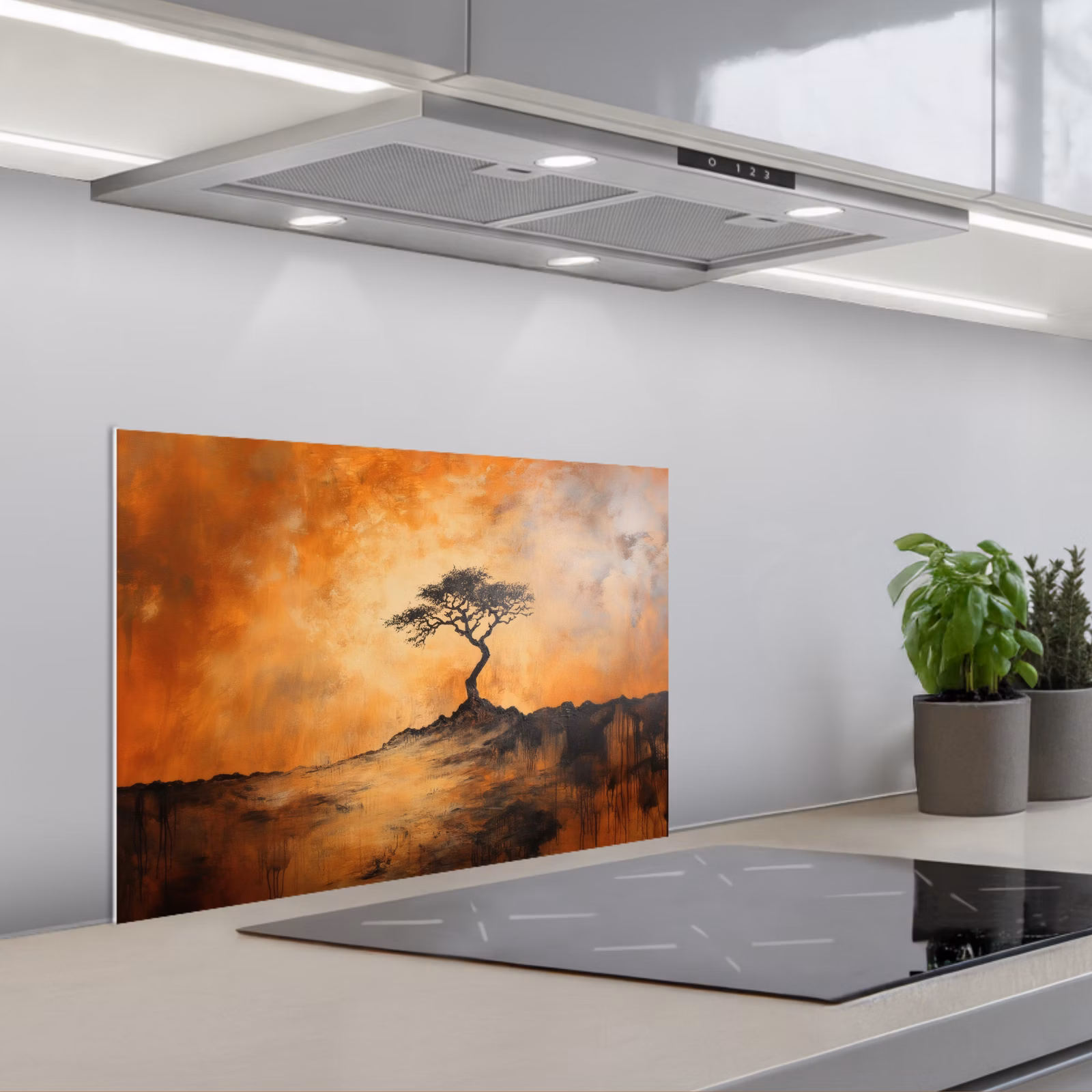 Salpicaderos de cocina - Árbol - Paisaje - Naranja — 1