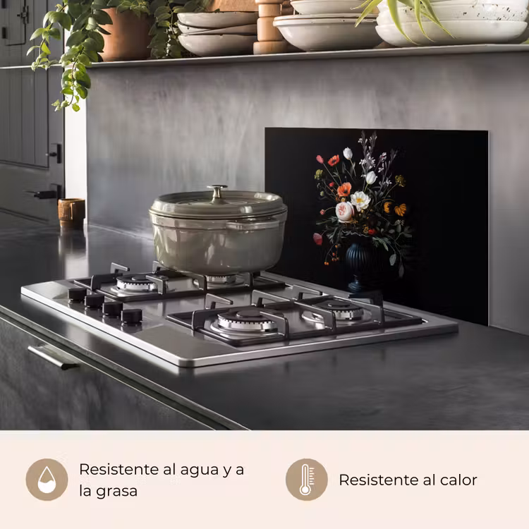 Salpicaderos de cocina - Arreglo floral - Jarrón - Negro — 2