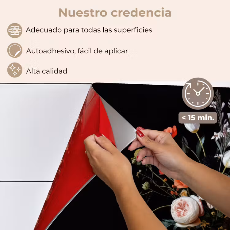 Salpicaderos de cocina - Arreglo floral - Jarrón - Negro — 4